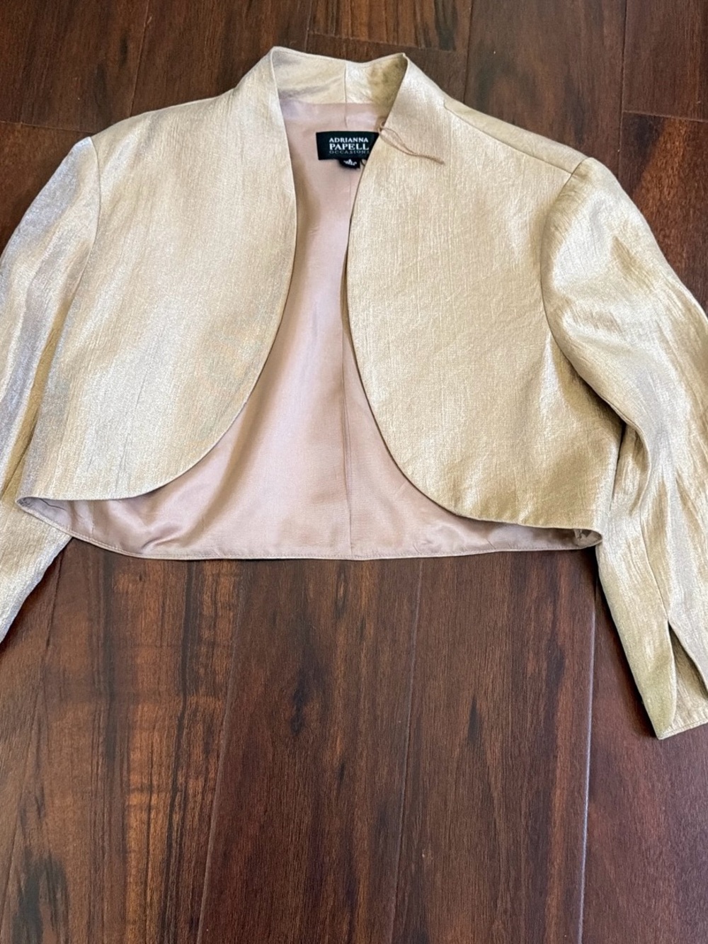Adrianna Papell Metallic Gold Cropped Jacket